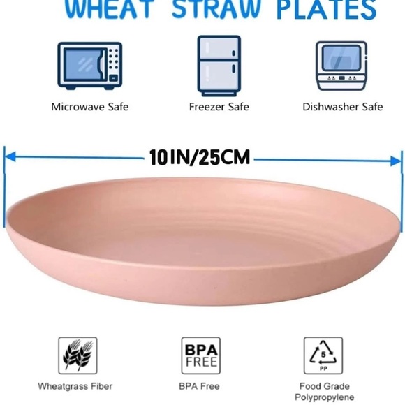 🌿 Wheat Straw Plates – Set of 4 (Eco-Friendly) Reusable Dinner Plates Camping - Picture 13 of 13